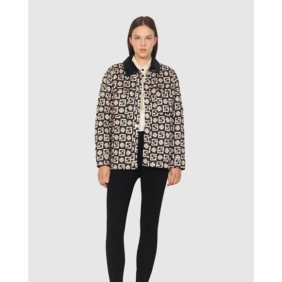 Sandro Enora Cardi-Coat Blue Womens Size 3 US Size Large - Picture 1 of 16